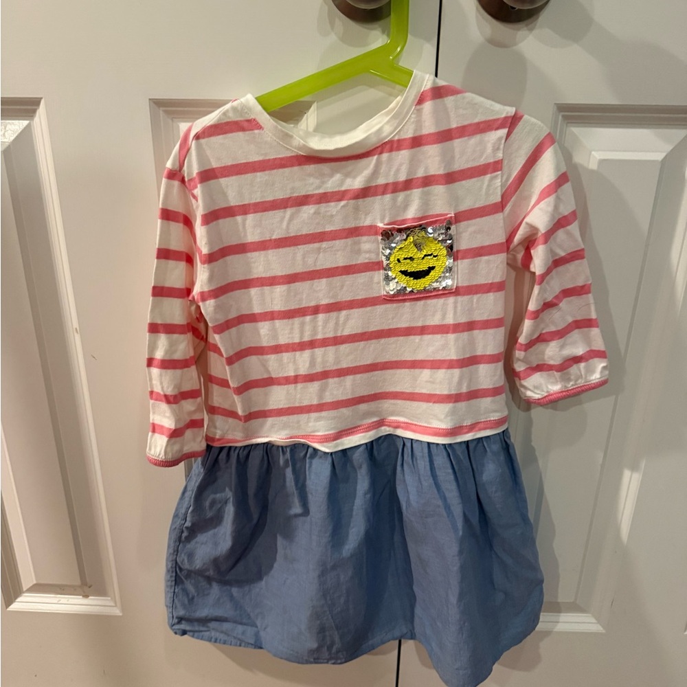 GAP Striped Pink and Blue Emoji Dress